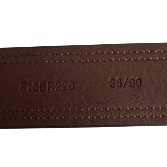 Roundtree & Yorke Chestnut Brown Leather Belt Mens 36 Gunmetal Buckle - Picture 4 of 5